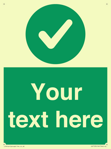 Custom green background, green circle with tick